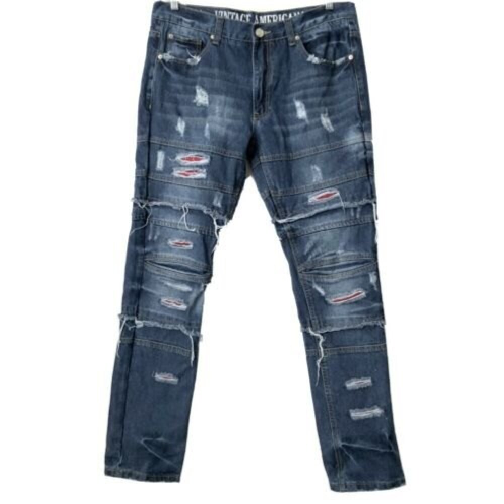 Vintage Americana Men Distressed Skinny Jeans 38